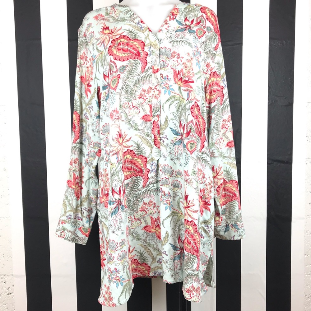 Soft Surroundings Floral Paisley Half Button Tunic